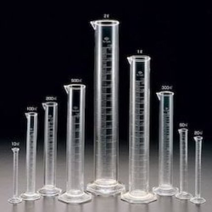 measuring cylinders, glass, spouted, 500 ml, hex base, grade a
