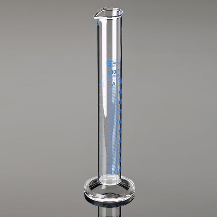measuring cylinders, glass, spouted, 250 ml, round base, grade a