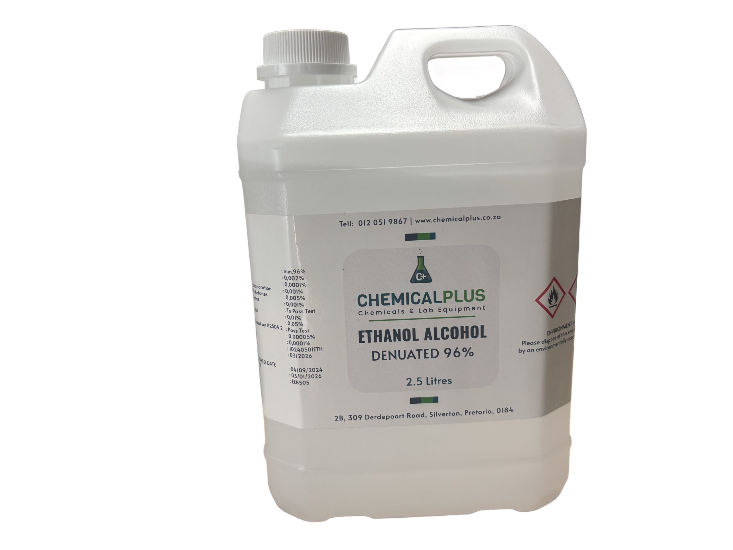 ethanol alcohol, denatured 96%, cp, 2.5l