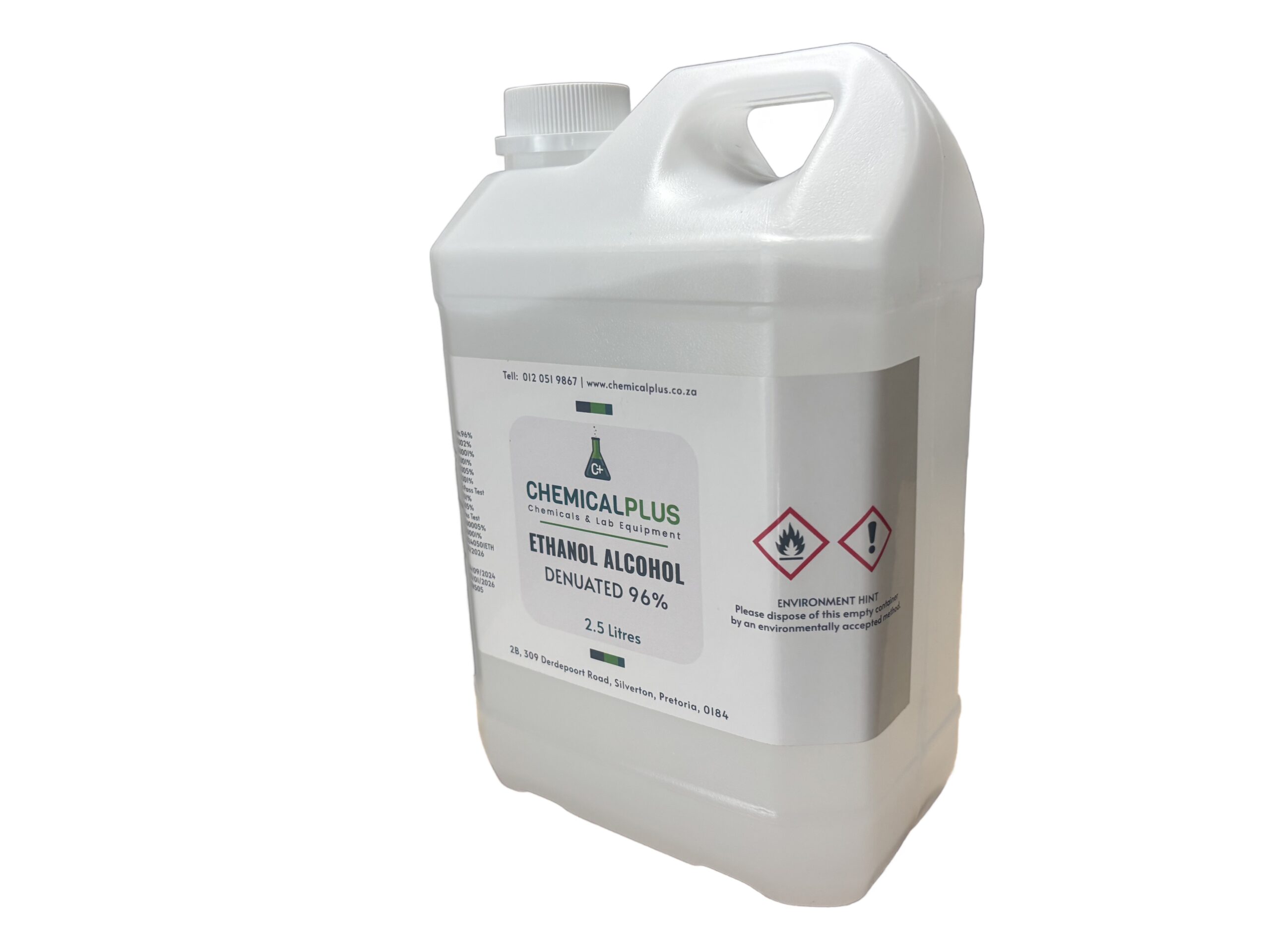 ethanol alcohol, denatured 96%, cp, 2.5l