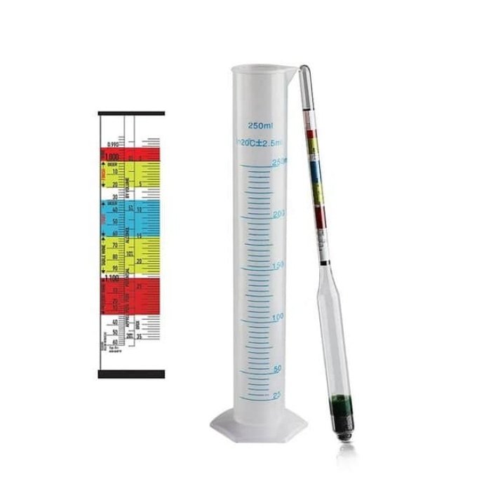 hydrometer triple scale alcohol-meter +1 measuring cylinder
