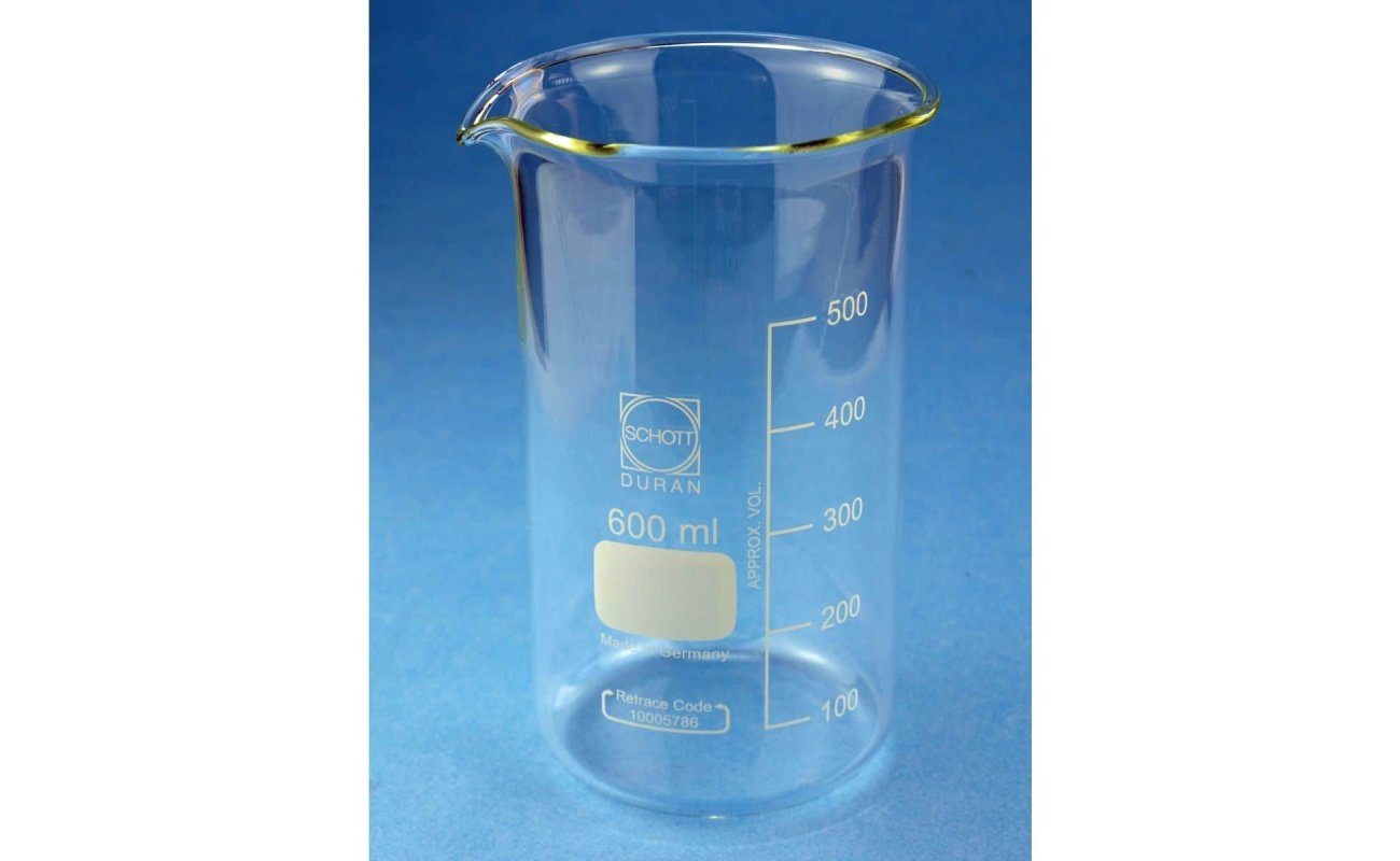 beakers, glass, tall form, duran 600ml